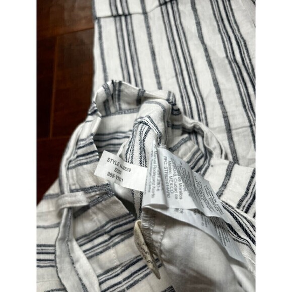 Madewell Linen Blend Beachy Summer Straight Leg Stripped Pants Sz 0 - Picture 4 of 7